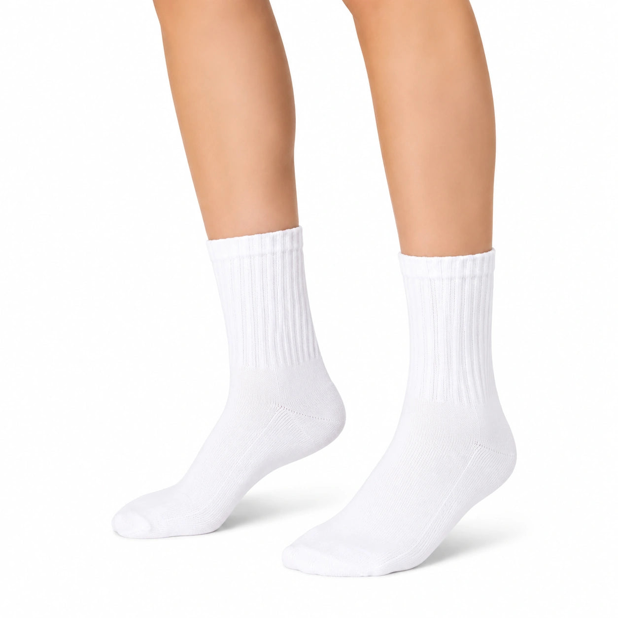 Calze sportive 43-46 in tessuto bianco a coste - stile casual