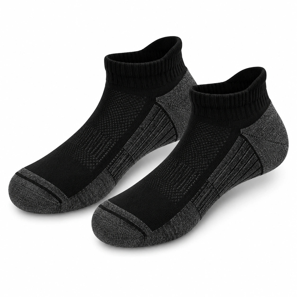 Calzini alla caviglia 39-42 in tessuto a maglia nero grigio - traspiranti elasticizzati