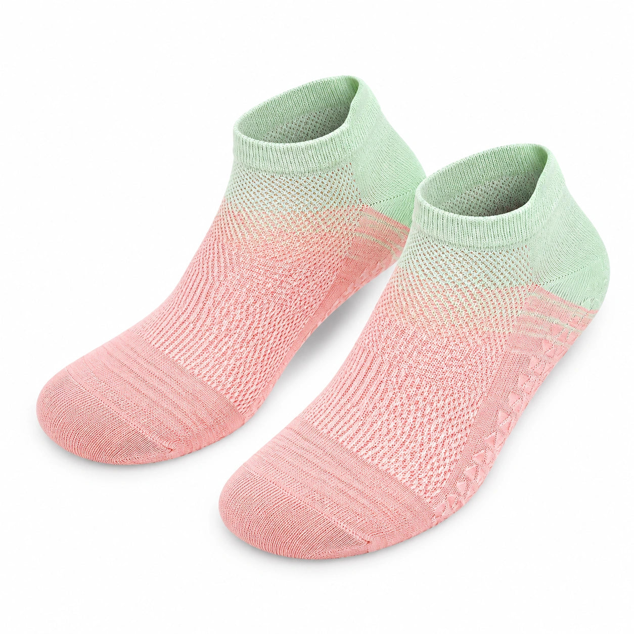 Calze alla caviglia 43-46 in tessuto a maglia rosa e verde con inserto traforato