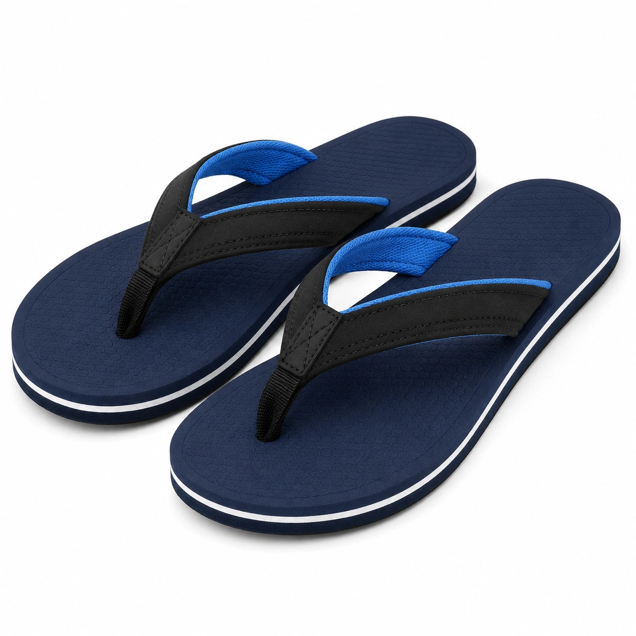 Infradito 38/39 blu navy e nero in materiale sintetico con fascia in tessuto per uso estivo