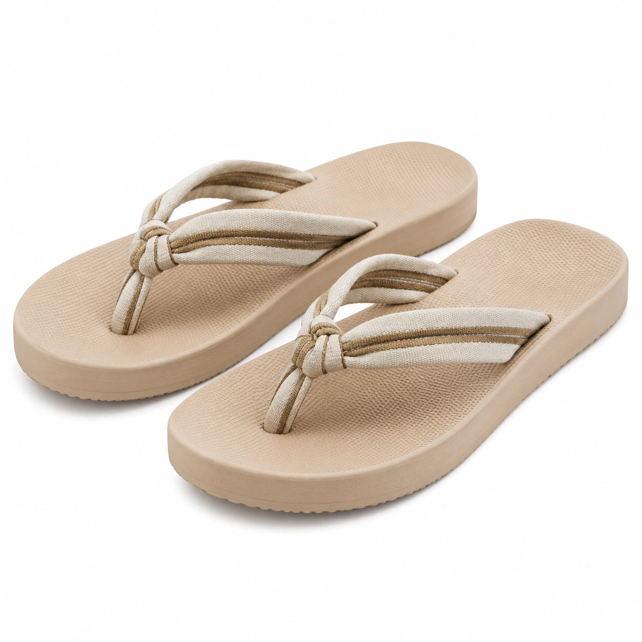 Infradito 40/41 beige con fascia tessile e suola spessa per donna