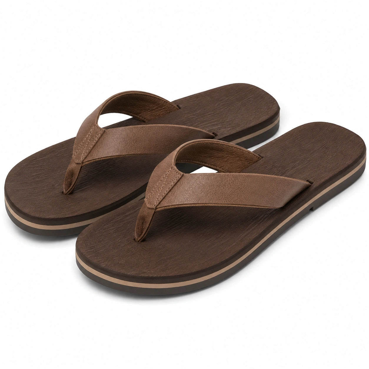 Infradito uomo 40/41 marrone in materiale sintetico - suola piatta per tempo libero