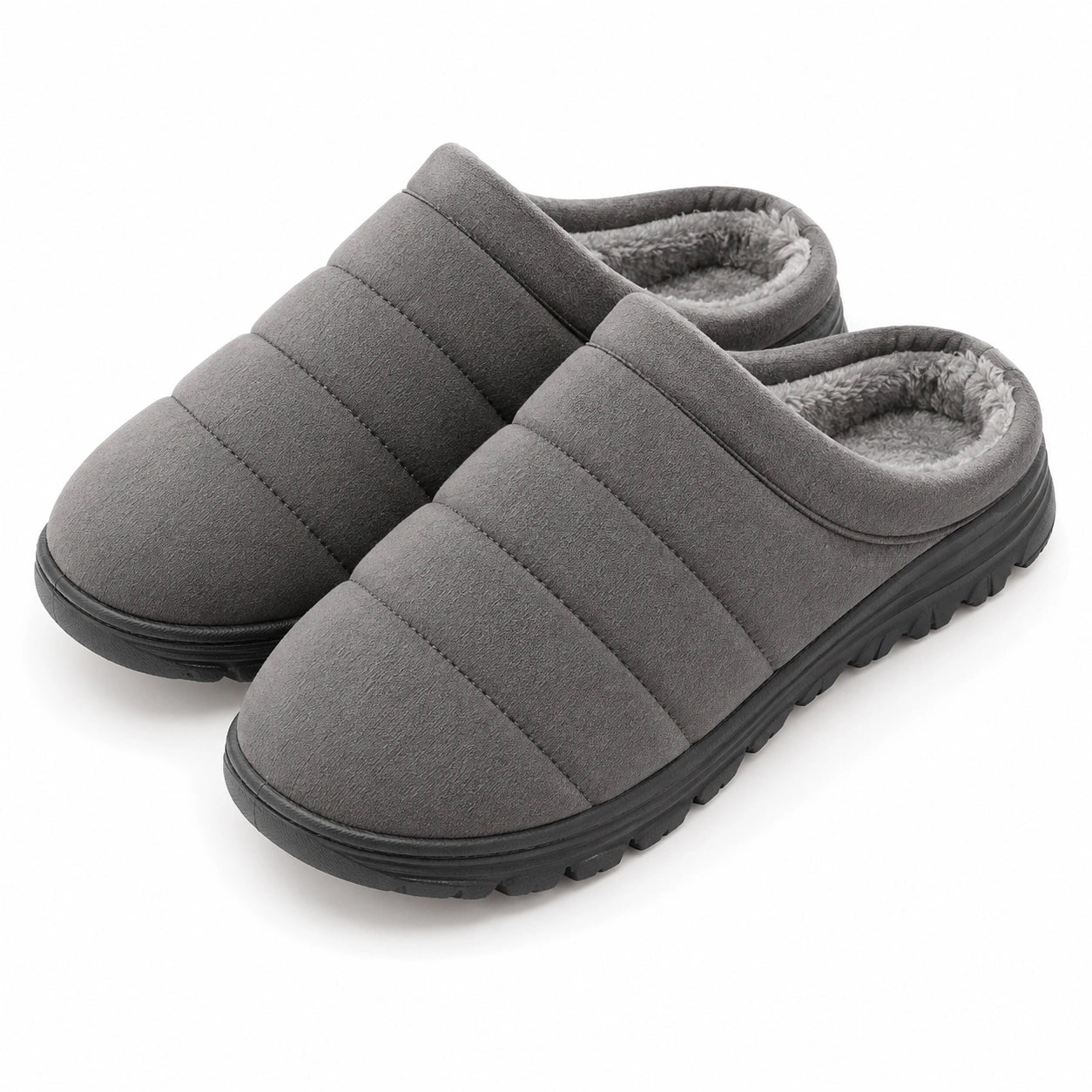 Pantofole 38/39 grigio in tessuto con interno morbido e suola scolpita
