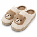 Pantofole 38/39 in tessuto bouclé bianco e beige con orsetto - da interno