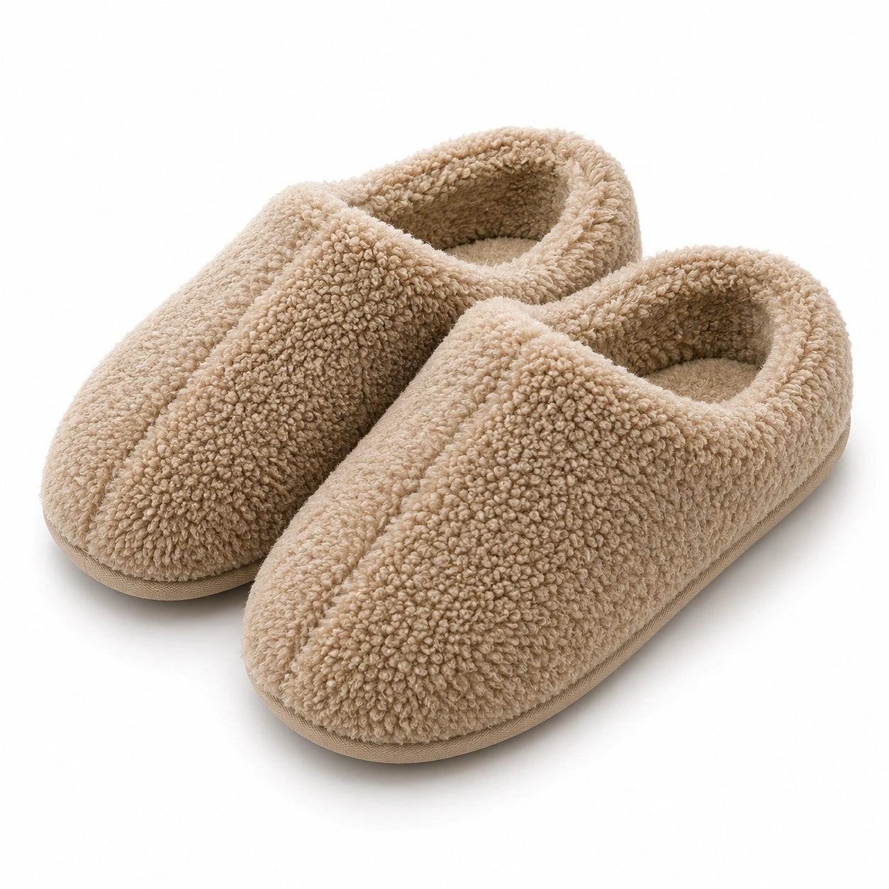 Pantofole da casa 40/41 in tessuto effetto sherpa beige - chiuse e morbide